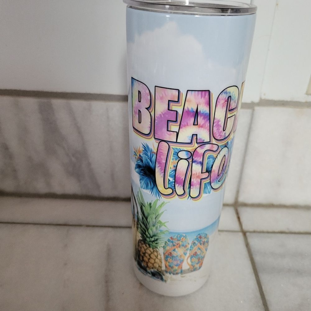 Beach Life Handmade 20 oz sublimated skinny tumbler